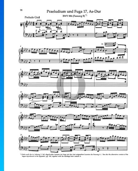 Praeludium As-Dur, BWV 886 Musik-Noten