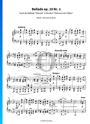 Ballad, Op. 10 No. 1 Partitura