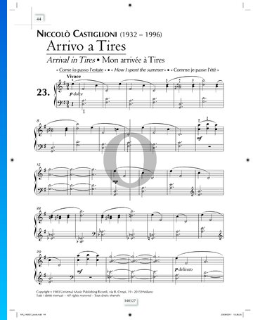 Arrival in Tires Sheet Music