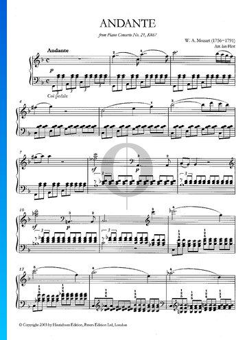 Piano Concerto No. 21 in C Major, K. 467: 2. Andante Sheet Music