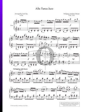 Alla Turca Jazz, Op. 5a Sheet Music