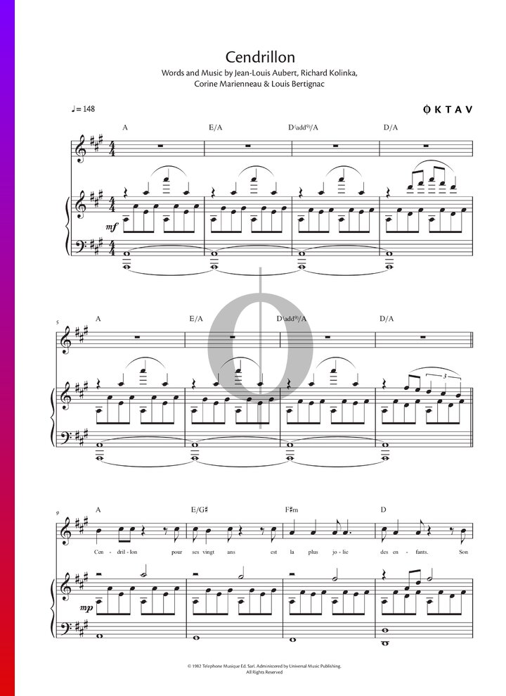 Cendrillon » Téléphone Partitions de piano OKTAV