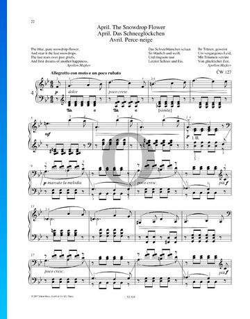 The Seasons, Op. 37a: 4. April - The Snowdrop Flower Sheet Music