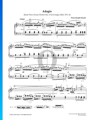 Sonata in G Major, No. 13 Hob.XVI:6: 3. Adagio Sheet Music