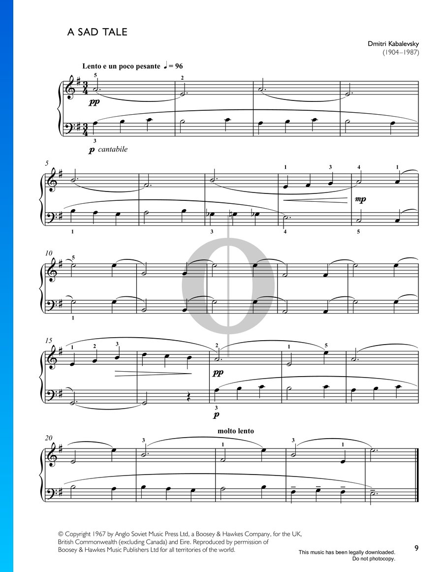 A Sad Tale (Dmitry Kabalevsky) Piano Sheet Music - OKTAV