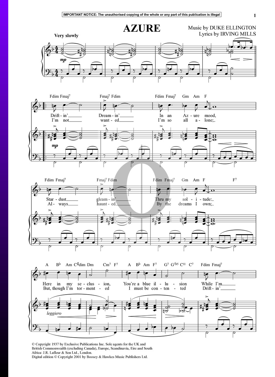 Azure (Ella Fitzgerald) Piano Sheet Music - OKTAV
