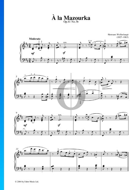 A La Mazourka, Op. 41 Nr. 3b Musik-Noten