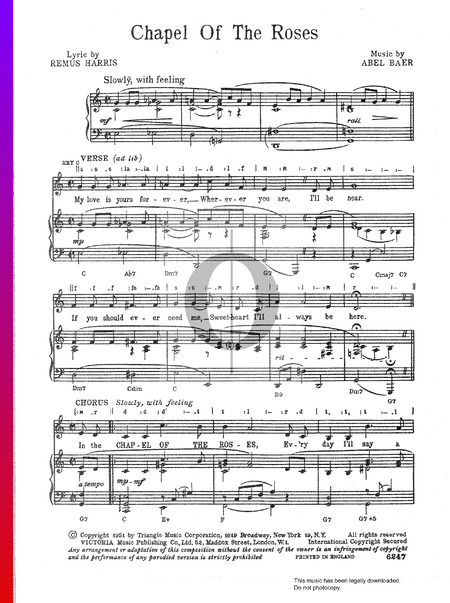 Chapel Of The Roses Sheet Music