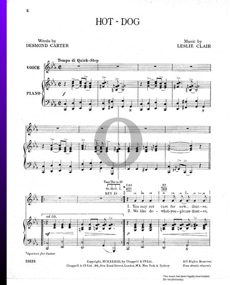 Hot-Dog Musik-Noten