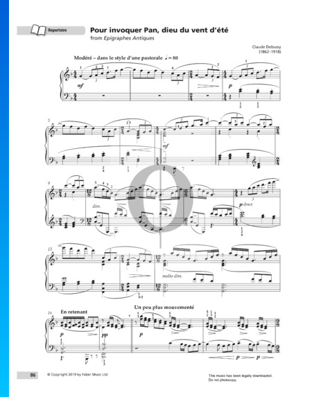 Epigraphes Antiques: Pour invoquer Pan, dieu du vent d’été Sheet Music