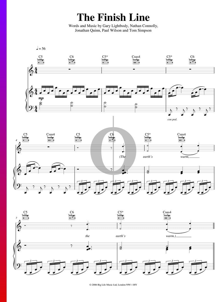 The Finish Line (Snow Patrol) Piano Sheet Music OKTAV