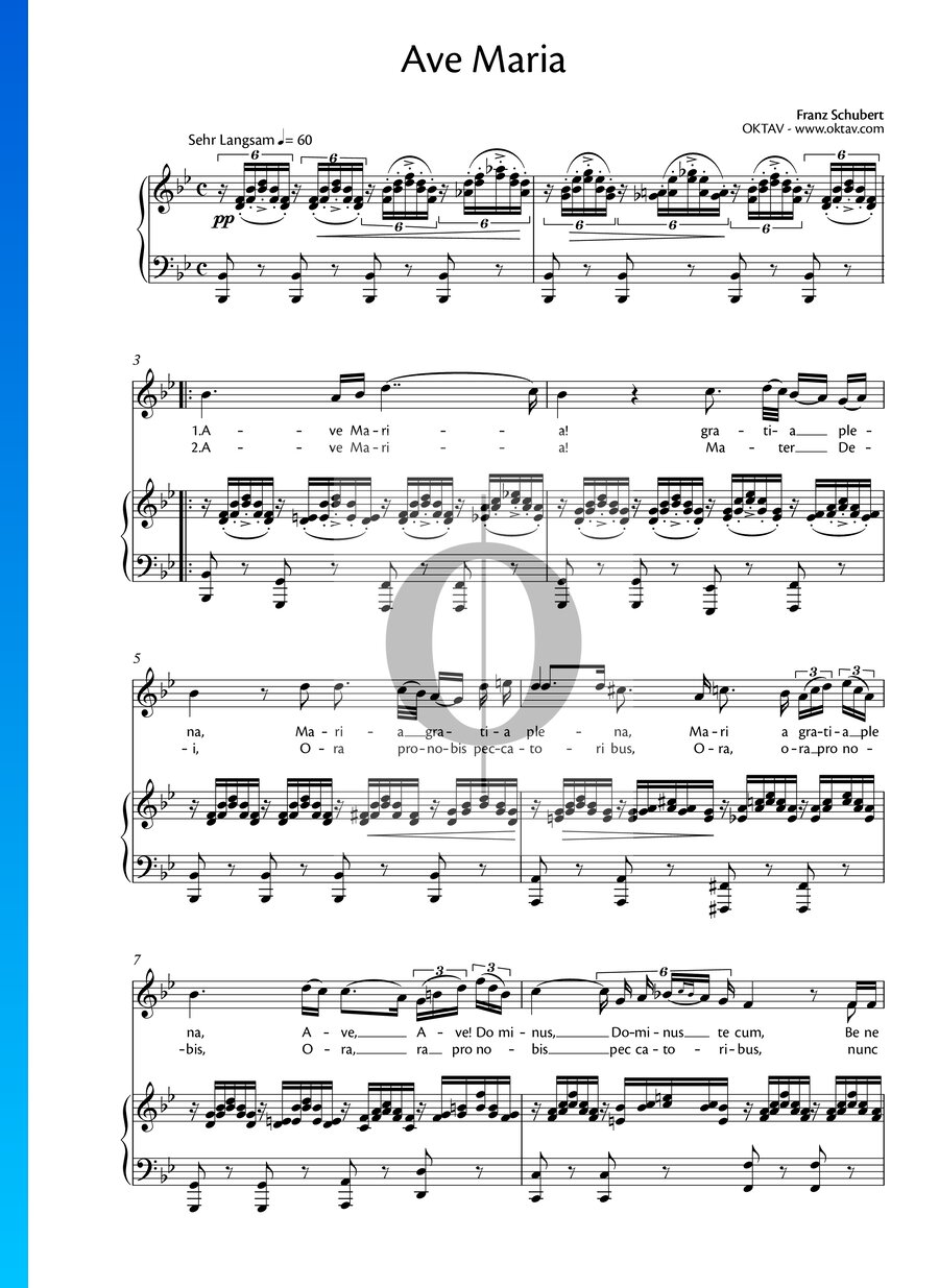 Ave Maria, D. 839 (Franz Schubert) Piano Sheet Music - OKTAV