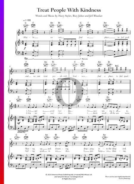 Treat People With Kindness Sheet Music