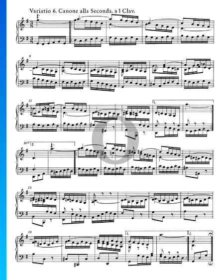 Variations Goldberg, BWV 988: Variatio 6. Canone alla Seconda. a 1 Clav. Partition
