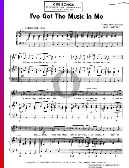 I've Got The Music In Me Sheet Music
