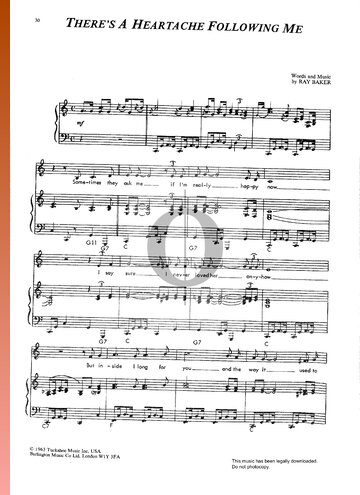 There's A Heartache Following Me Sheet Music