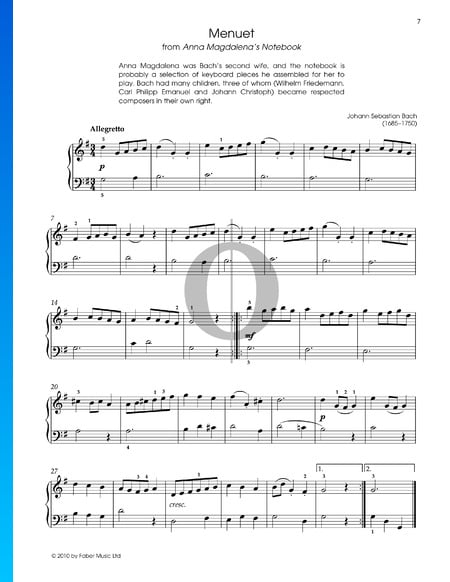 Menuet G Major, BWV Anh. 114 Sheet Music