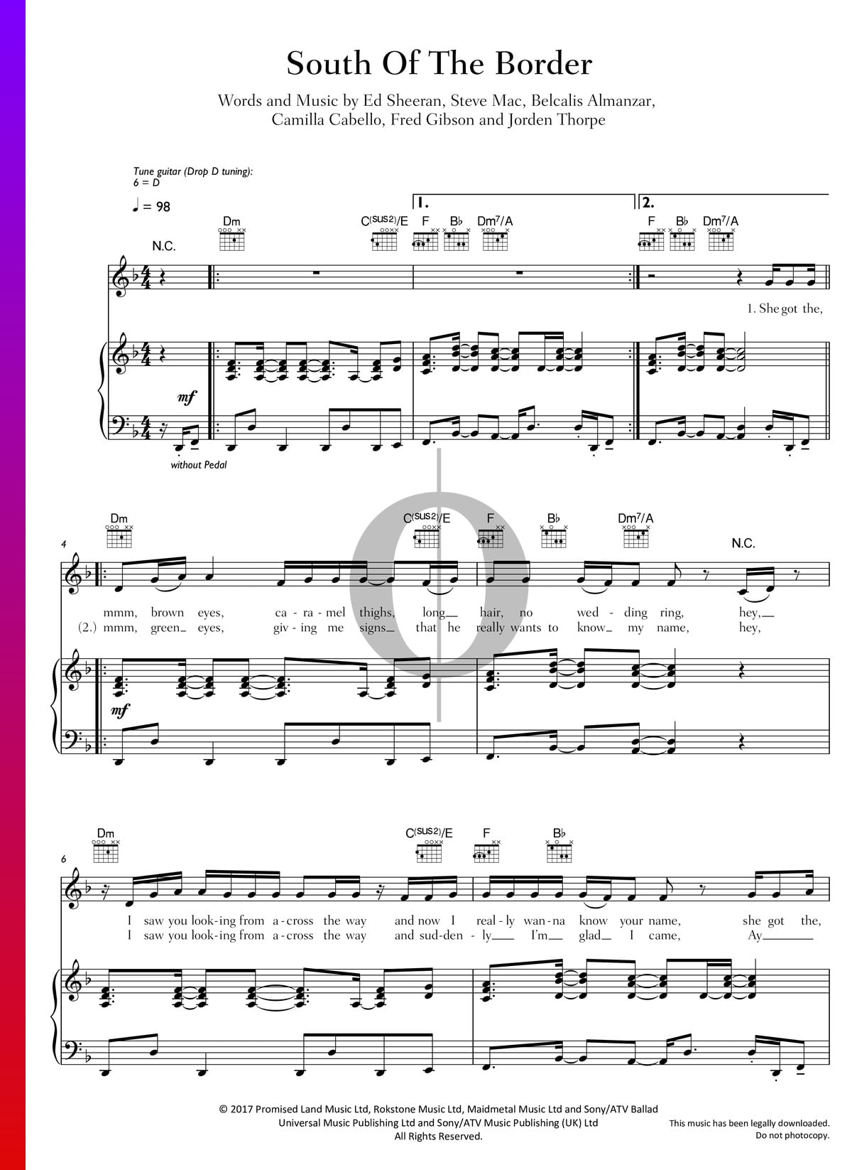 south-of-the-border-sheet-music-piano-voice-guitar-pdf-download