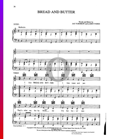 Bread And Butter Sheet Music