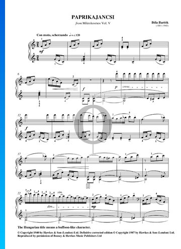 Mikrokosmos, Vol. 5: Nr. 139 Paprikajancsi Musik-Noten