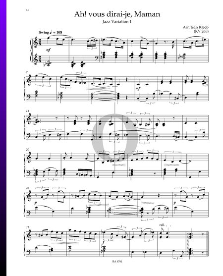 Ah! vous dirai-je, Maman: Jazz Variation 1