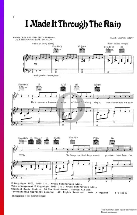 I Made It Through The Rain Musik-Noten