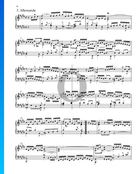 Suite Nr. 5 E-Dur, HWV 430: 2. Allemande Musik-Noten