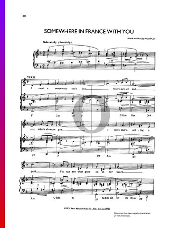 Somewhere In France With You Partitura