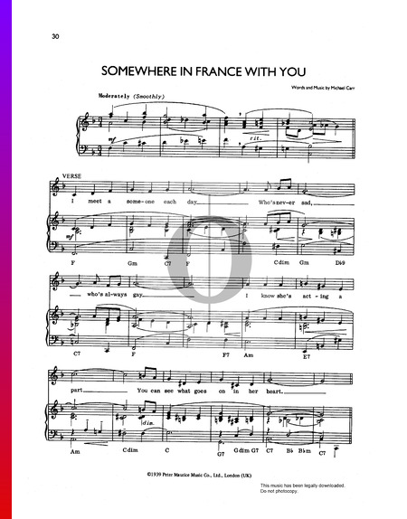 Somewhere In France With You Musik-Noten
