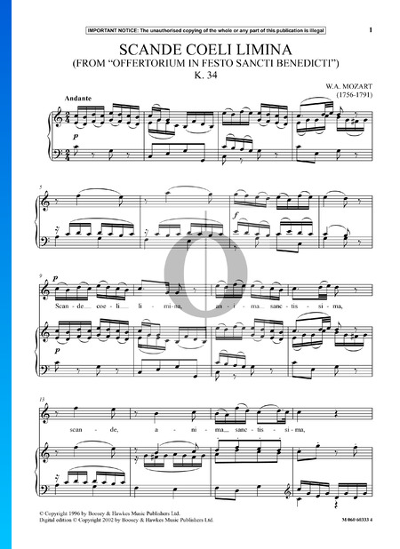 Offertorium KV. 34: Scande Coeli Limina Partitura