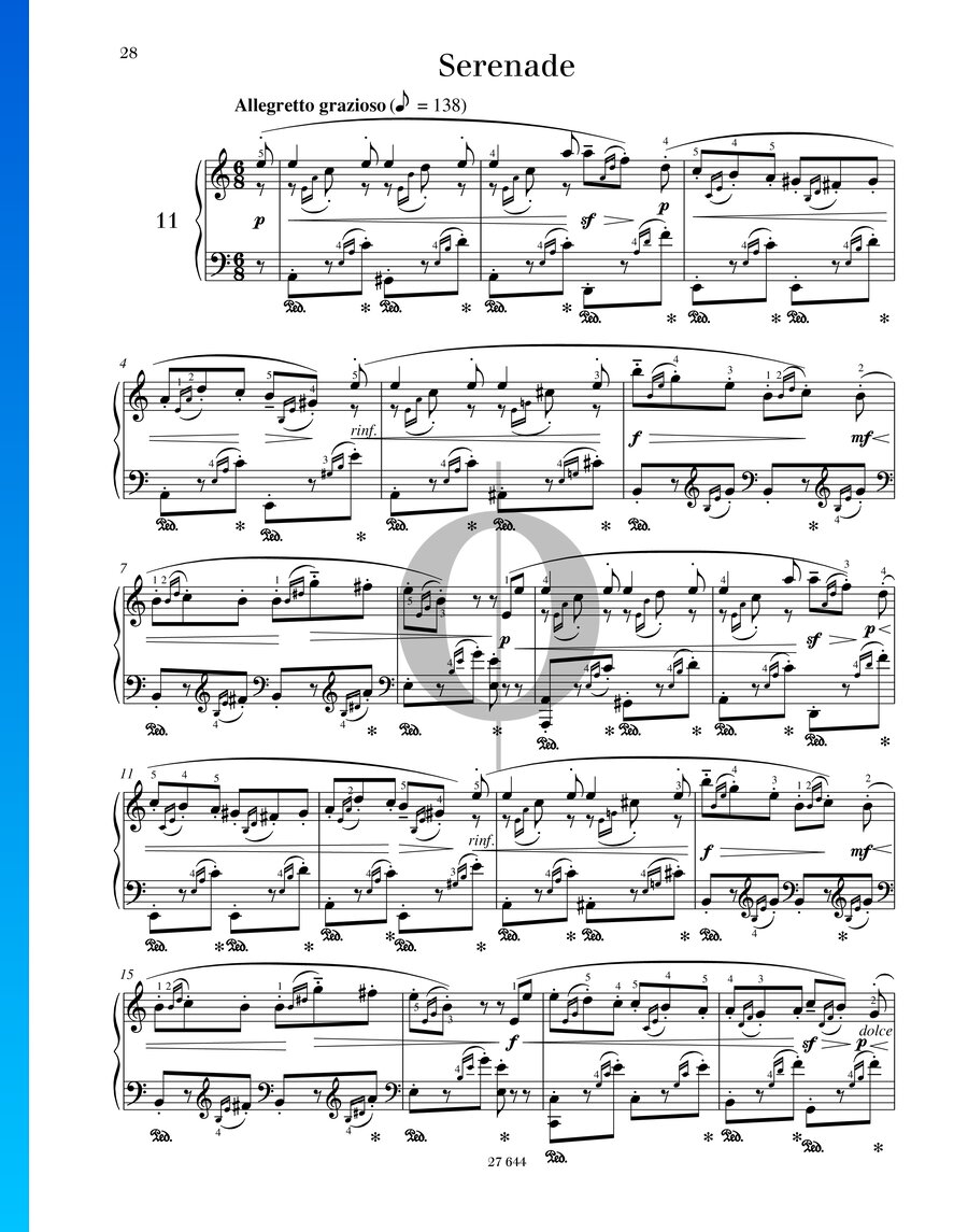 Serenade, Op. 109 No. 11 (Johann Friedrich Burgmüller) Piano Sheet ...