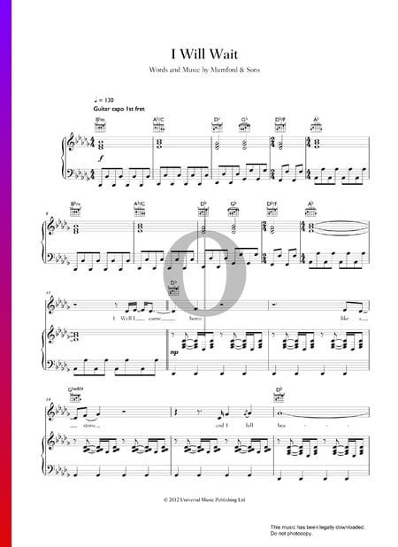 I Will Wait Sheet Music