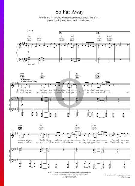 So Far Away Sheet Music