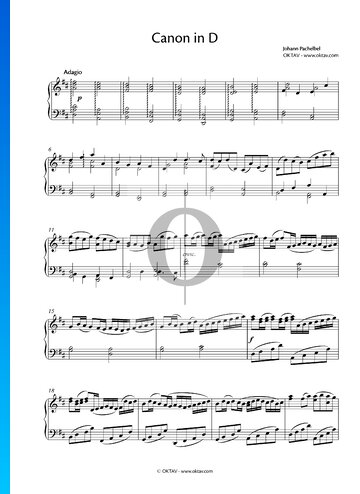 cigarro dolor pellizco Canon in D Partitura » Johann Pachelbel (Piano Solo) | Descarga PDF - OKTAV