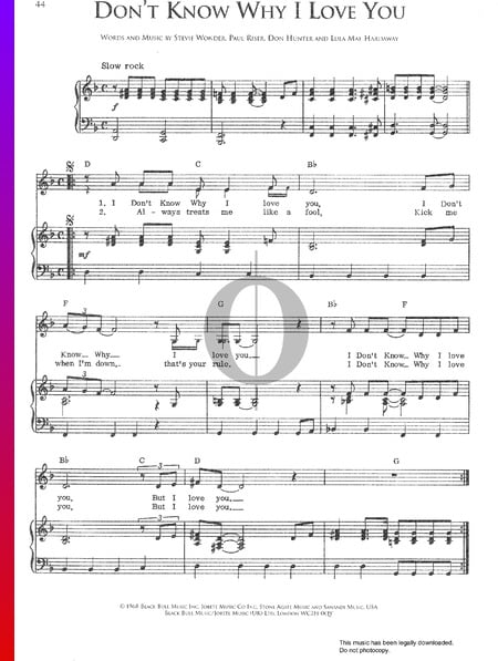 I Don't Know Why Partitura