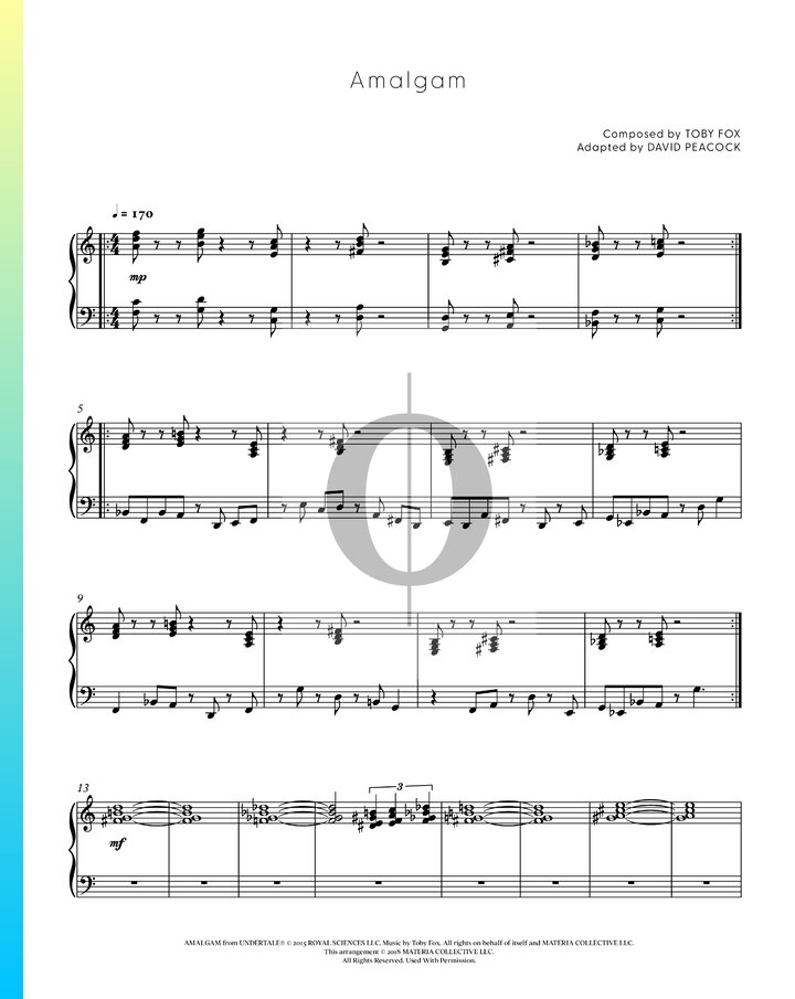 Amalgam Toby Fox Piano Sheet Music Oktav