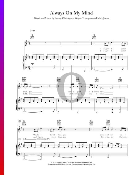 Always On My Mind Musik-Noten