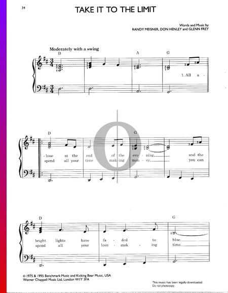 Take It To The Limit Partitura