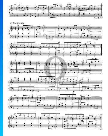 Suite francesa n.º 1 en re menor, BWV 812: 3. Sarabanda Partitura