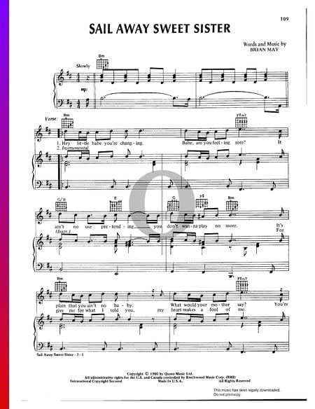 Sail Away Sweet Sister Sheet Music