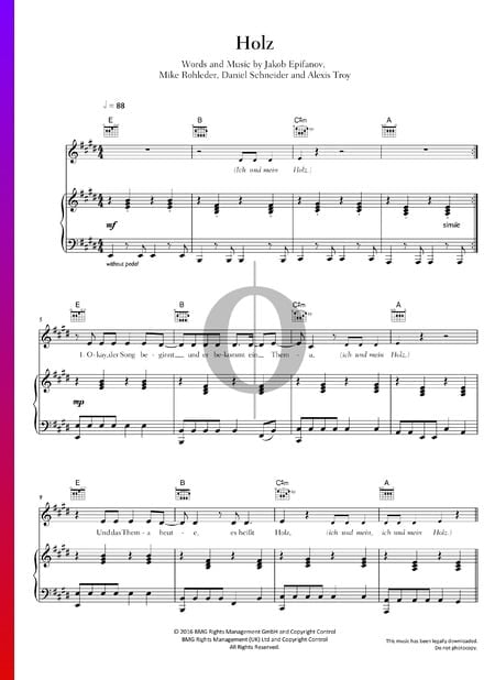 Holz Musik-Noten