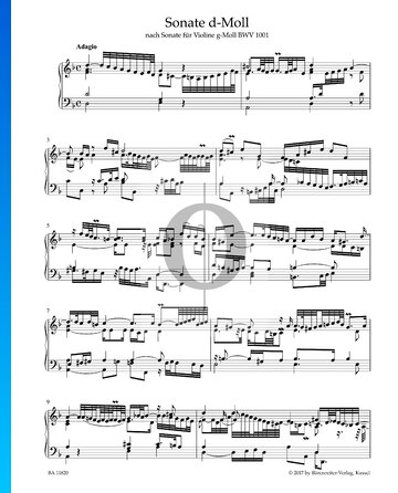 Sonata en re menor, BWV 1001: 1. Adagio Partitura