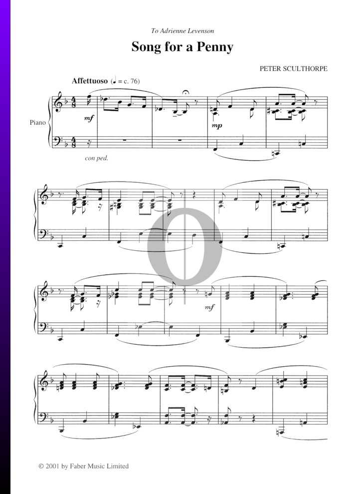 Song for a Penny (Peter Sculthorpe) Piano Sheet Music - OKTAV