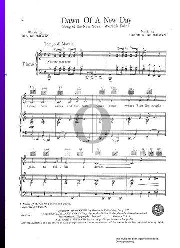 Dawn Of A New Day Sheet Music