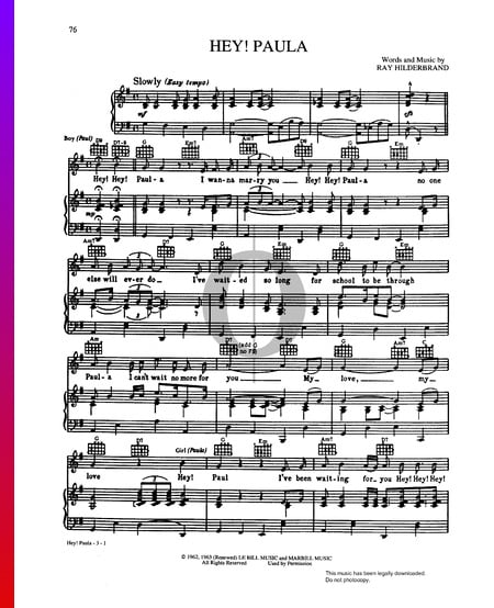 Hey Paula Sheet Music
