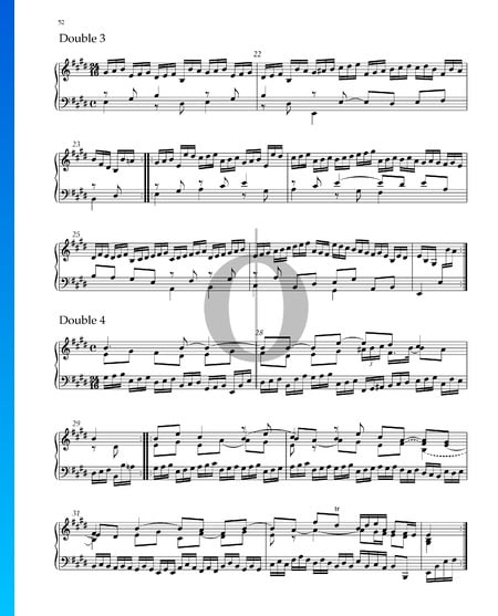 Suite n.º 5 en mi mayor, HWV 430: 6. Doble 3 Partitura