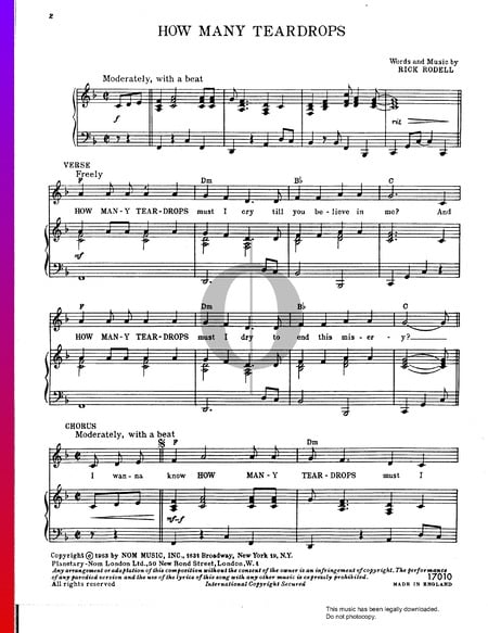 How Many Teardrops Sheet Music