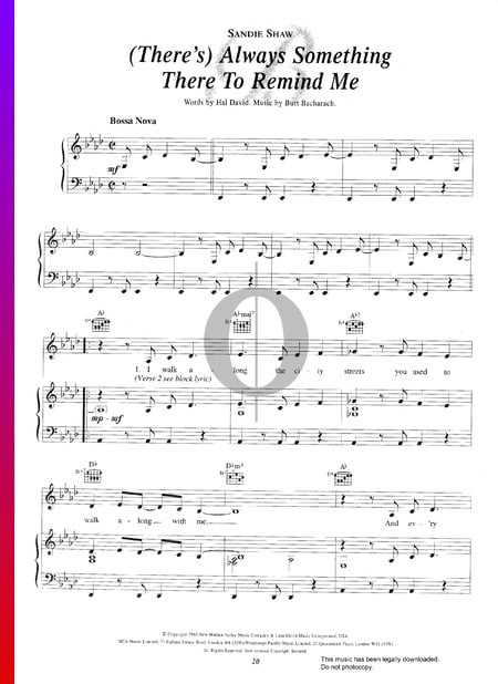(There's) Always Something There To Remind Me Sheet Music