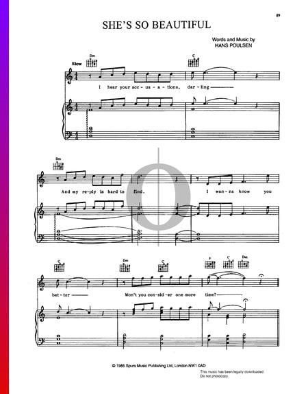 She's So Beautiful Musik-Noten