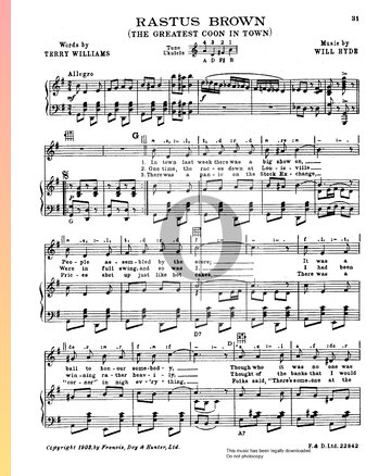 Rastus Brown (The Greatest Coon In Town) Sheet Music